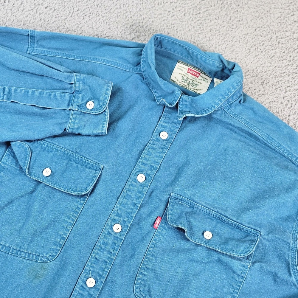 Vintage Levi's Shirt Mens XL Blue Denim Long Sleeve Button Up Casual Hong Kong